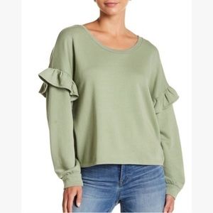FINAL PRICE🚨Lucky Brand Green Ruffled Sweatshirt